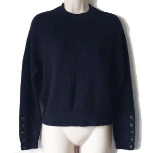 Sezane Sami Rib Knit Long Sleeve Crew Neck Jumper Sweater S Navy